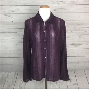 J. Jill sheer lace button down size XLP